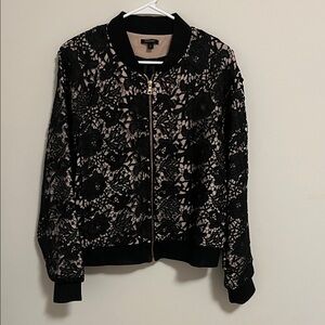 Black Lace Bomber Jacket